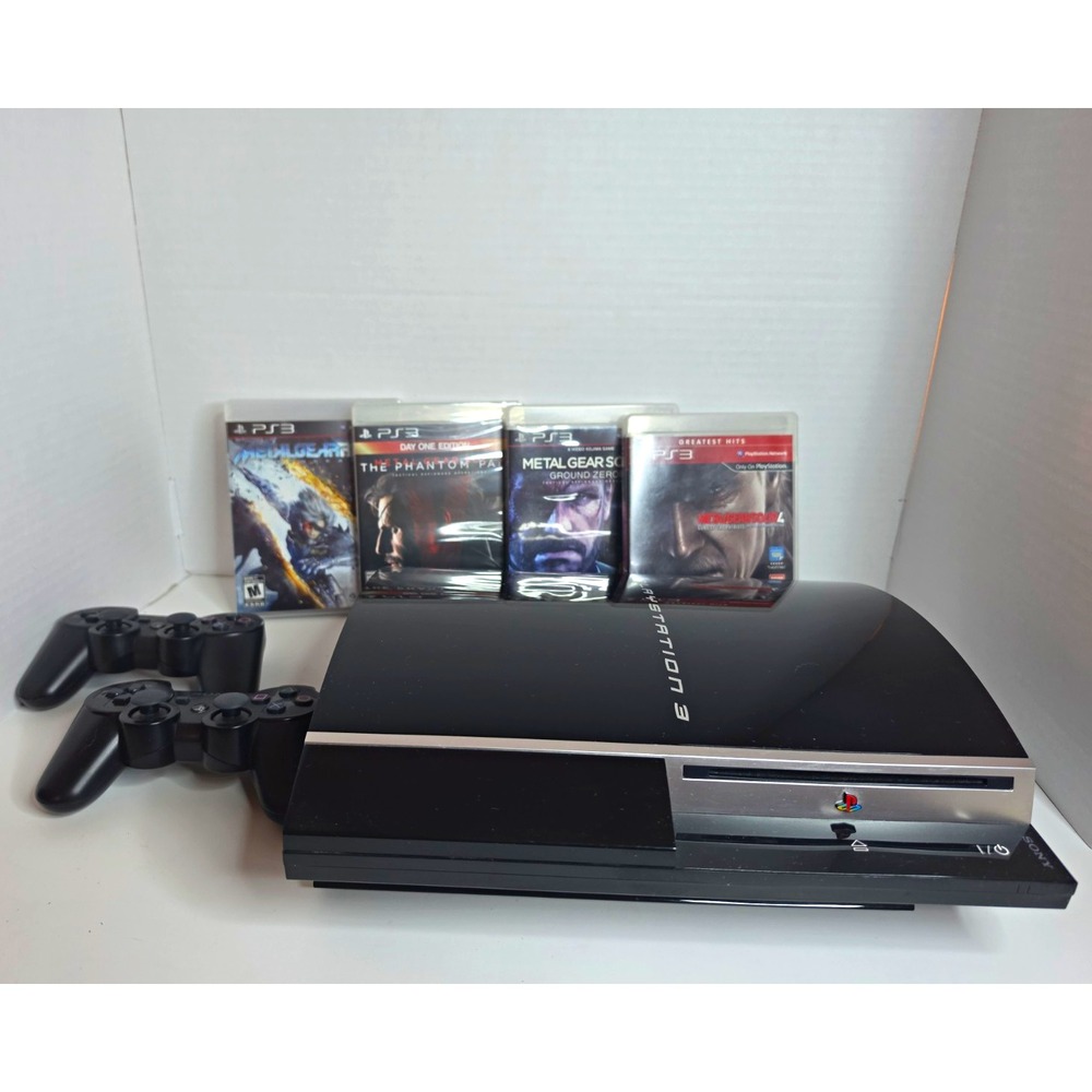Sony PlayStation 3 PS3 CECHK01 NTSC-U/C 80GB Black w/ 2 Controllers 4 Games